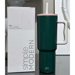 Simple Modern Trek 40oz Tumbler with Handle and Straw Lid, WOODLAND ROSE